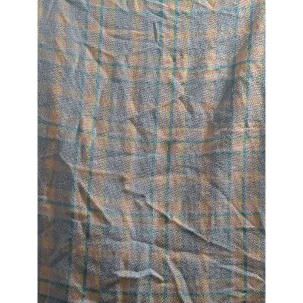 Vintage Pastel Plaid Acrylic Woven Baby Blanket Fringe Green Yellow Pink 36x40